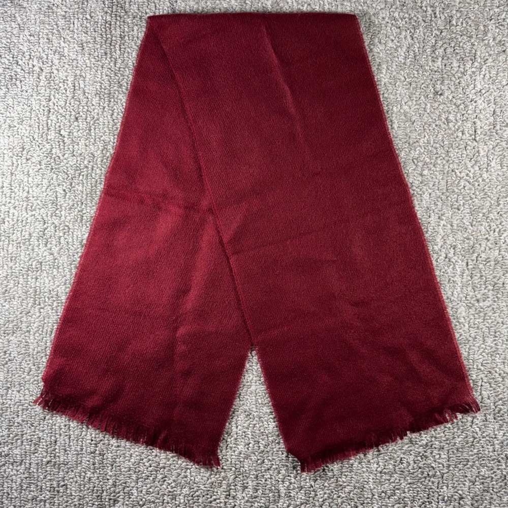 CashLuxe Scarf Burgundy Red Fringed Soft Winter Wrap Unisex OS Dark Academia